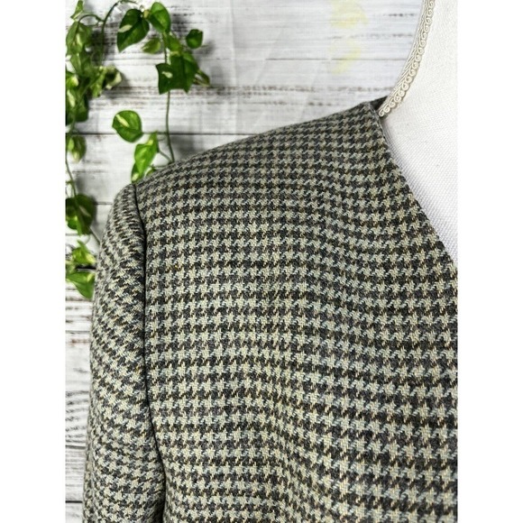 Vintage Alfred Dunner Blazer Jacket size 14 Sage Green Gray Hounds Tooth Wool - Picture 6 of 16